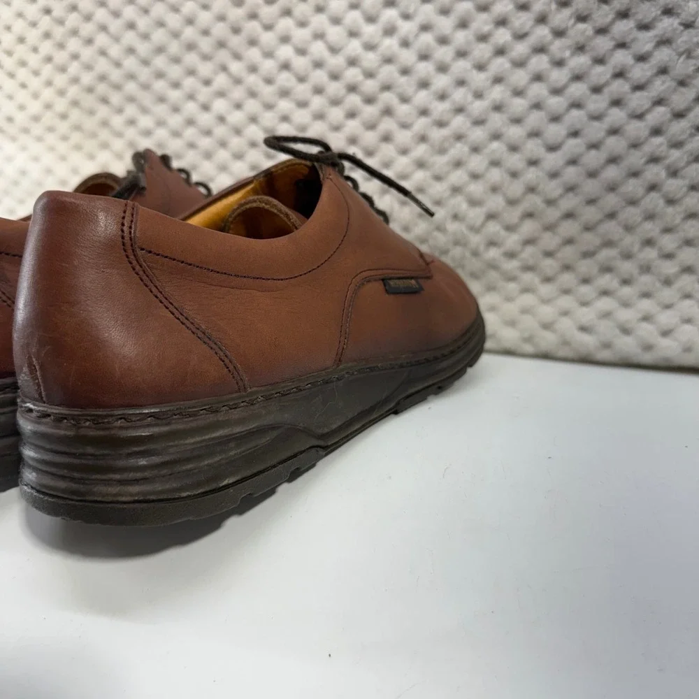 Mephisto Air Jet Leather Oxford Shoes Men 9 Brown Moc Lace Up Comfort Casual